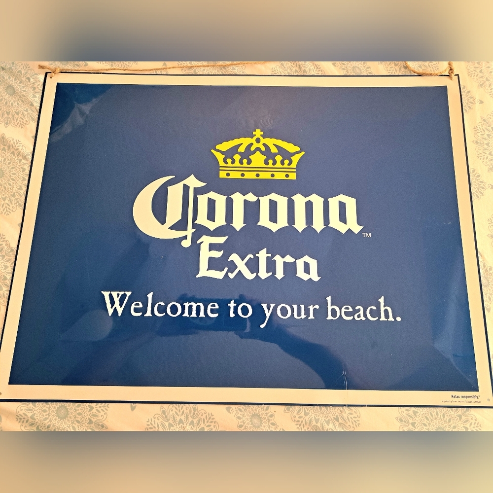 Corona Extra "Welcome To Your Beach" 18"×24" Metal Sign Mancave Bar Decor